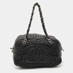 Chanel Black Quilted Leather Astrakan Bowler Bag