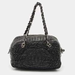 Chanel Black Quilted Leather Astrakan Bowler Bag
