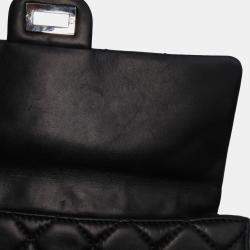 Pre Owned Chanel Black Reissue 2.55 Metallic Lambskin Roll Clutch