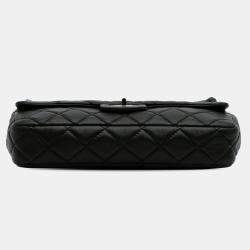 Pre Owned Chanel Black Reissue 2.55 Metallic Lambskin Roll Clutch