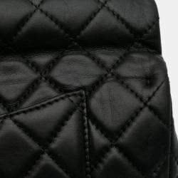 Pre Owned Chanel Black Reissue 2.55 Metallic Lambskin Roll Clutch