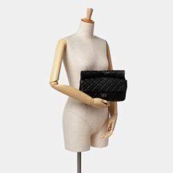 Pre Owned Chanel Black Reissue 2.55 Metallic Lambskin Roll Clutch