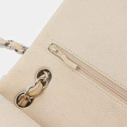 Pre Owned Chanel Beige Jumbo Classic Caviar Double Flap
