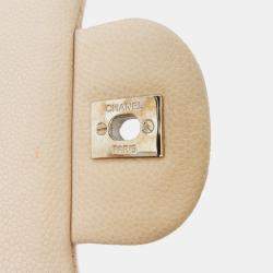 Pre Owned Chanel Beige Jumbo Classic Caviar Double Flap
