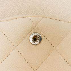Pre Owned Chanel Beige Jumbo Classic Caviar Double Flap