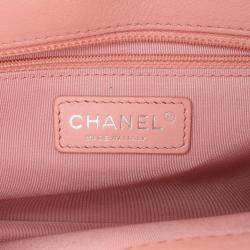 Pre Owned Chanel Pink Large Quilted Goatskin CC Box Flap