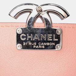 Pre Owned Chanel Pink Large Quilted Goatskin CC Box Flap