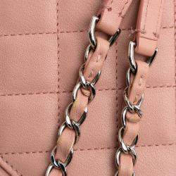 Pre Owned Chanel Pink Large Quilted Goatskin CC Box Flap