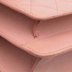 Pre Owned Chanel Pink Large Quilted Goatskin CC Box Flap