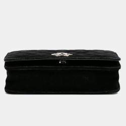 Chanel Black Quilted Suede Cocostellar Wallet on Chain