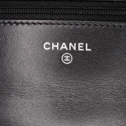 Chanel Black Quilted Suede Cocostellar Wallet on Chain
