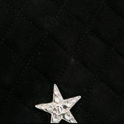 Chanel Black Quilted Suede Cocostellar Wallet on Chain