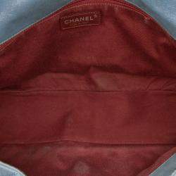 Pre Owned Chanel Blue Jumbo Iridescent Calfskin In The Mix Flap