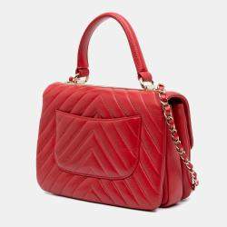 Chanel Red Small Chevron Lambskin Trendy CC Flap