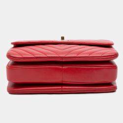 Chanel Red Small Chevron Lambskin Trendy CC Flap