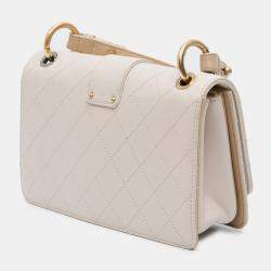 Chanel White CC Stitched Calfskin Chain Flap