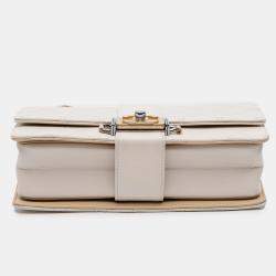 Chanel White CC Stitched Calfskin Chain Flap