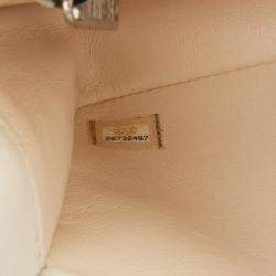 Chanel White CC Stitched Calfskin Chain Flap
