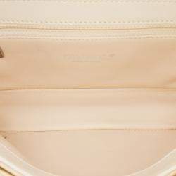 Chanel White CC Stitched Calfskin Chain Flap