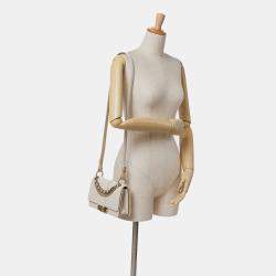 Chanel White CC Stitched Calfskin Chain Flap