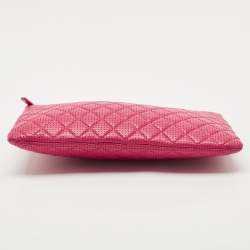 Chanel Fuchsia Quilted Perforated Leather Large O Case Pouch