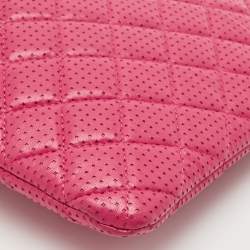 Chanel Fuchsia Quilted Perforated Leather Large O Case Pouch