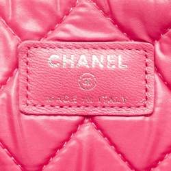 Chanel Fuchsia Quilted Perforated Leather Large O Case Pouch