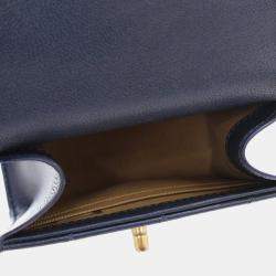 Chanel Navy Blue Mini Goatskin Chic Pearls Clutch On Chain