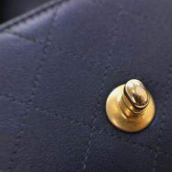 Chanel Navy Blue Mini Goatskin Chic Pearls Clutch On Chain