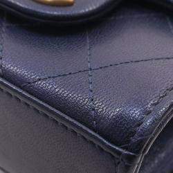 Chanel Navy Blue Mini Goatskin Chic Pearls Clutch On Chain
