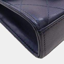 Chanel Navy Blue Mini Goatskin Chic Pearls Clutch On Chain