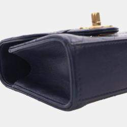 Chanel Navy Blue Mini Goatskin Chic Pearls Clutch On Chain