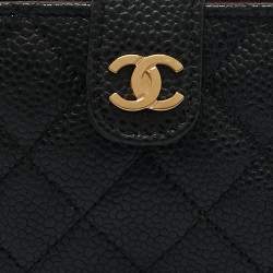Pre Owned Chanel Black Quilted Caviar Leather CC O Phone Pouch