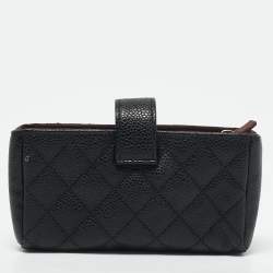 Pre Owned Chanel Black Quilted Caviar Leather CC O Phone Pouch