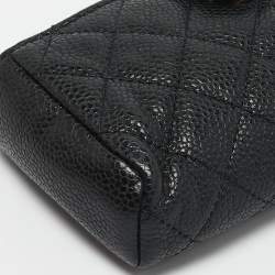 Pre Owned Chanel Black Quilted Caviar Leather CC O Phone Pouch
