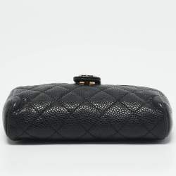 Pre Owned Chanel Black Quilted Caviar Leather CC O Phone Pouch
