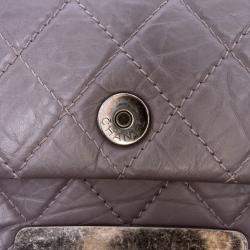 Pre Owned Chanel Purple Quilted Aged Calfskin CC Square Flap