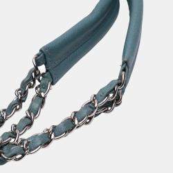Chanel Blue Quilted Caviar Expandable Zip Tote