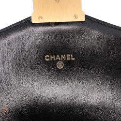 Chanel Black Paris Hamburg Chevron Lambskin Clutch