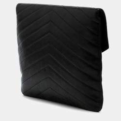 Chanel Black Paris Hamburg Chevron Lambskin Clutch