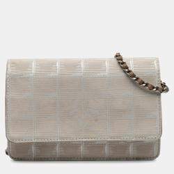 Chanel Beige Nylon New Travel Line  Wallet On Chain