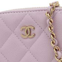 Chanel Lavender Caviar Leather CC Chain Clutch Bag 