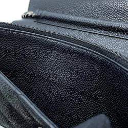 Chanel Black Caviar Leather Quilted Classic Wallet On Chain