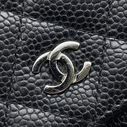Chanel Black Caviar Leather Quilted Classic Wallet On Chain