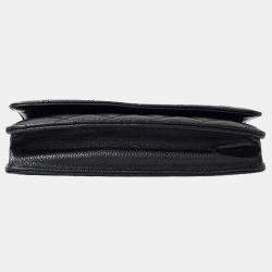Chanel Black Caviar Leather Quilted Classic Wallet On Chain