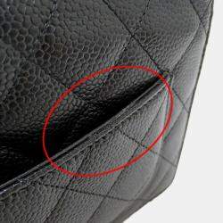 Chanel Black Caviar Leather Quilted Classic Wallet On Chain