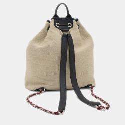 Chanel Beige Hemp Leather Deauville Backpack 