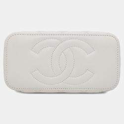 Chanel White Lambskin Quilted Vanity Chain Shoulder Bag 