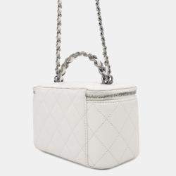 Chanel White Lambskin Quilted Vanity Chain Shoulder Bag 