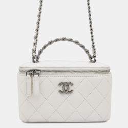 Chanel White Lambskin Quilted Vanity Chain Shoulder Bag 